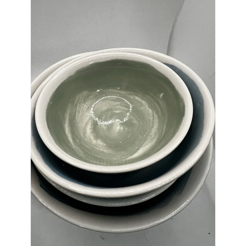 Anthropologie Vetiver + Pepper Oceania Nesting Bowls - Set of 4 blue green ivory